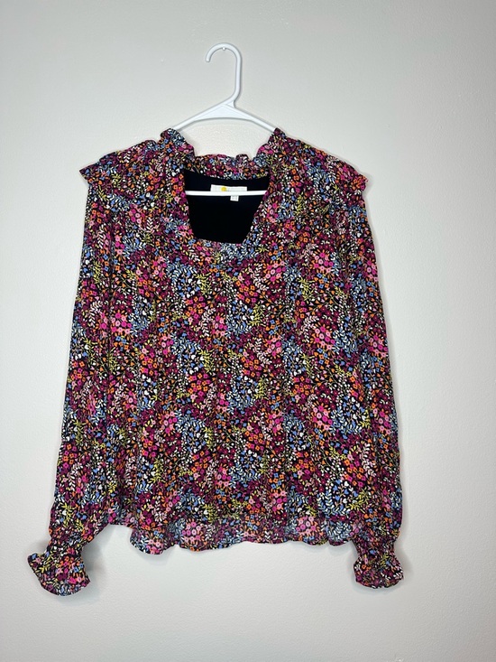 Boden Tops - Boden Women's Floral Print Long Sleeve Ruffle Blouse Sz 8 Multicolor Feminine